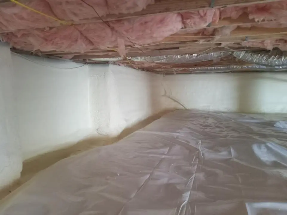 Crawl space encapsulation with closed-cell spray foam for Metal Roof Coating in Handy